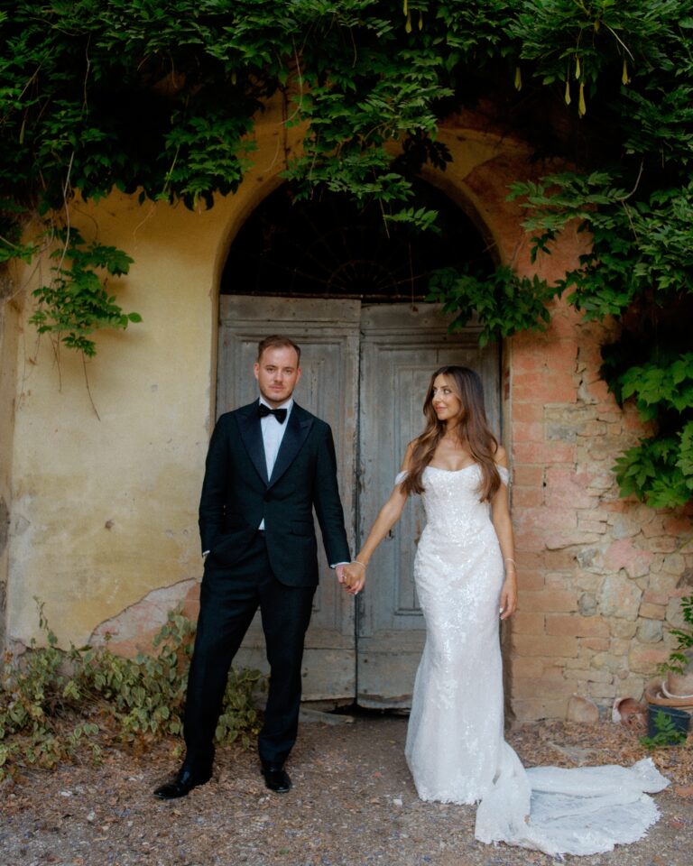 Bride and groom in the doorway